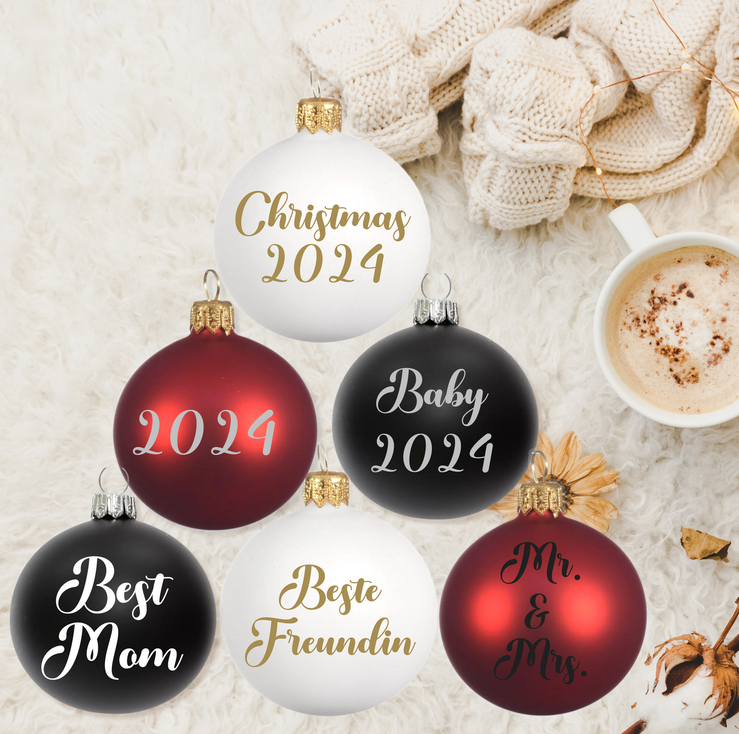 Premium Weihnachtskugel aus Glas - personalisiert glänzend