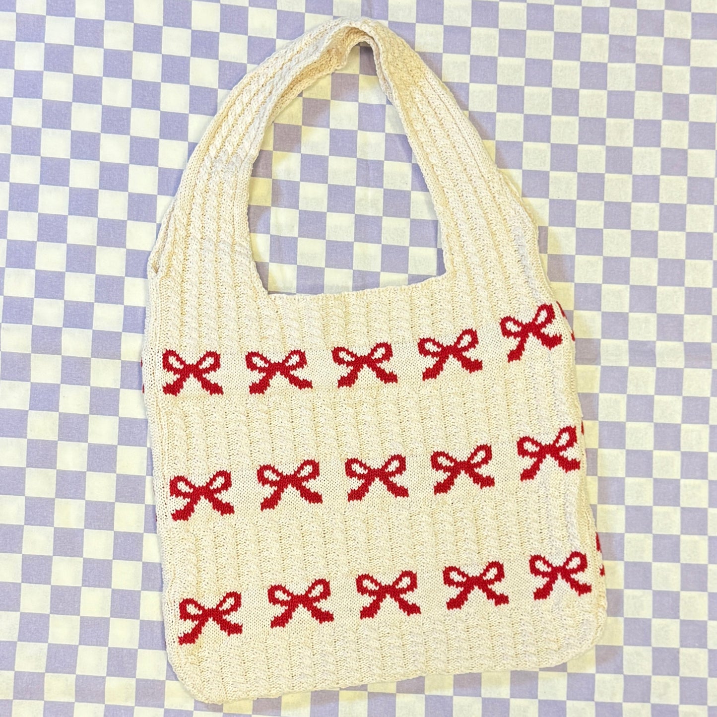 Strick Tasche - Schleife Rot