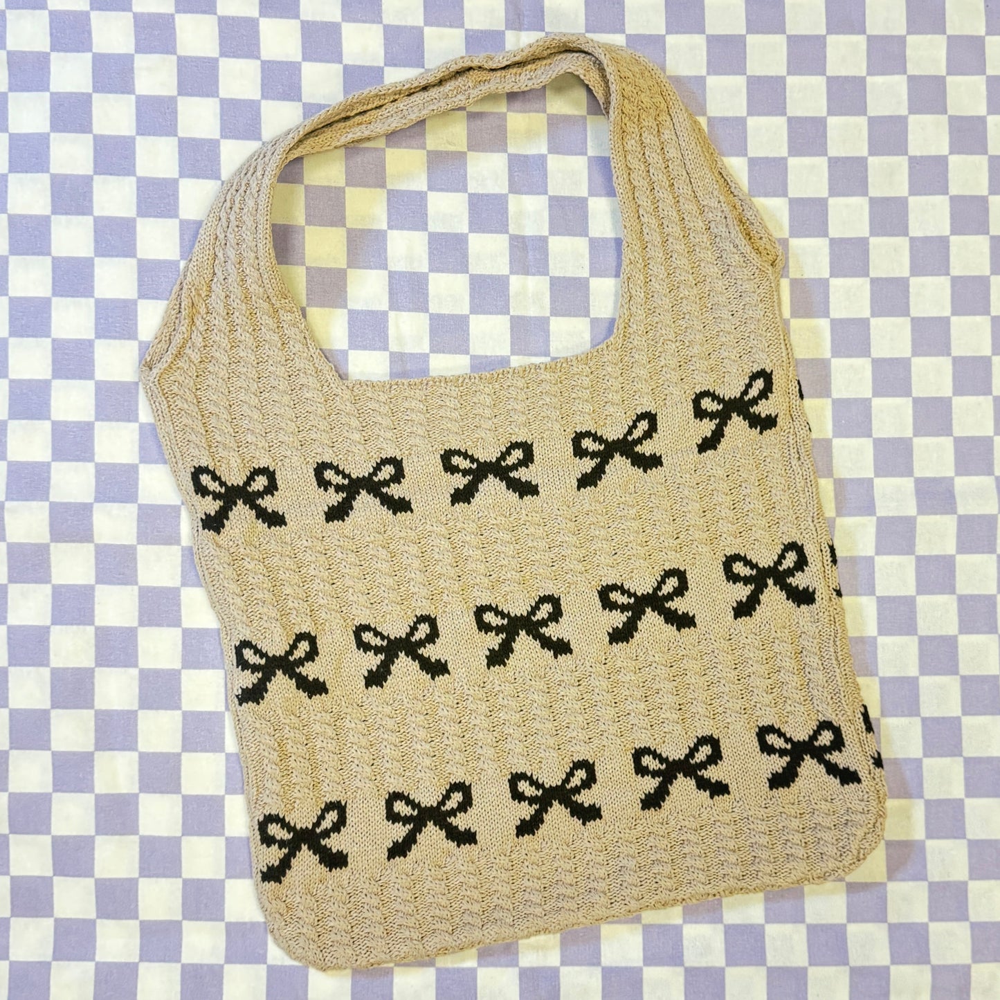 Strick Tasche - Schleife Schwarz