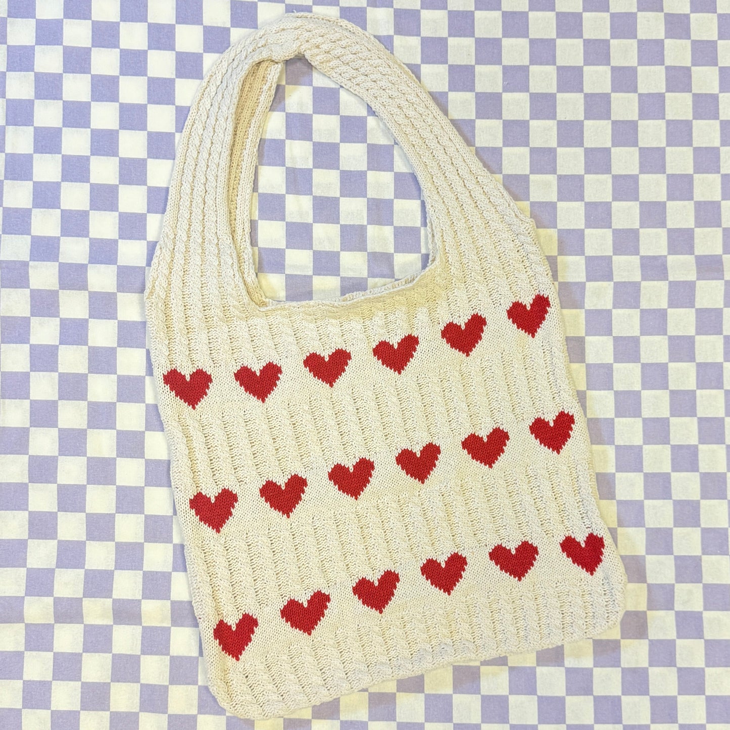 Strick Tasche - Herz Rot