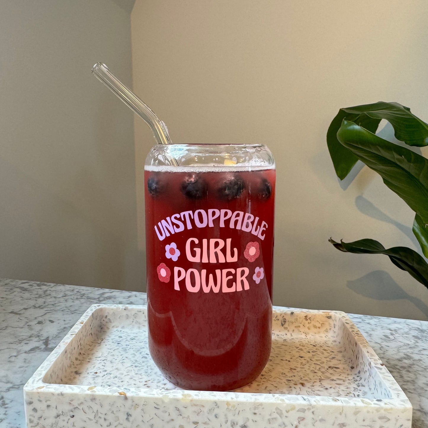 Trinkglas - Unstoppable Girl Power Pink
