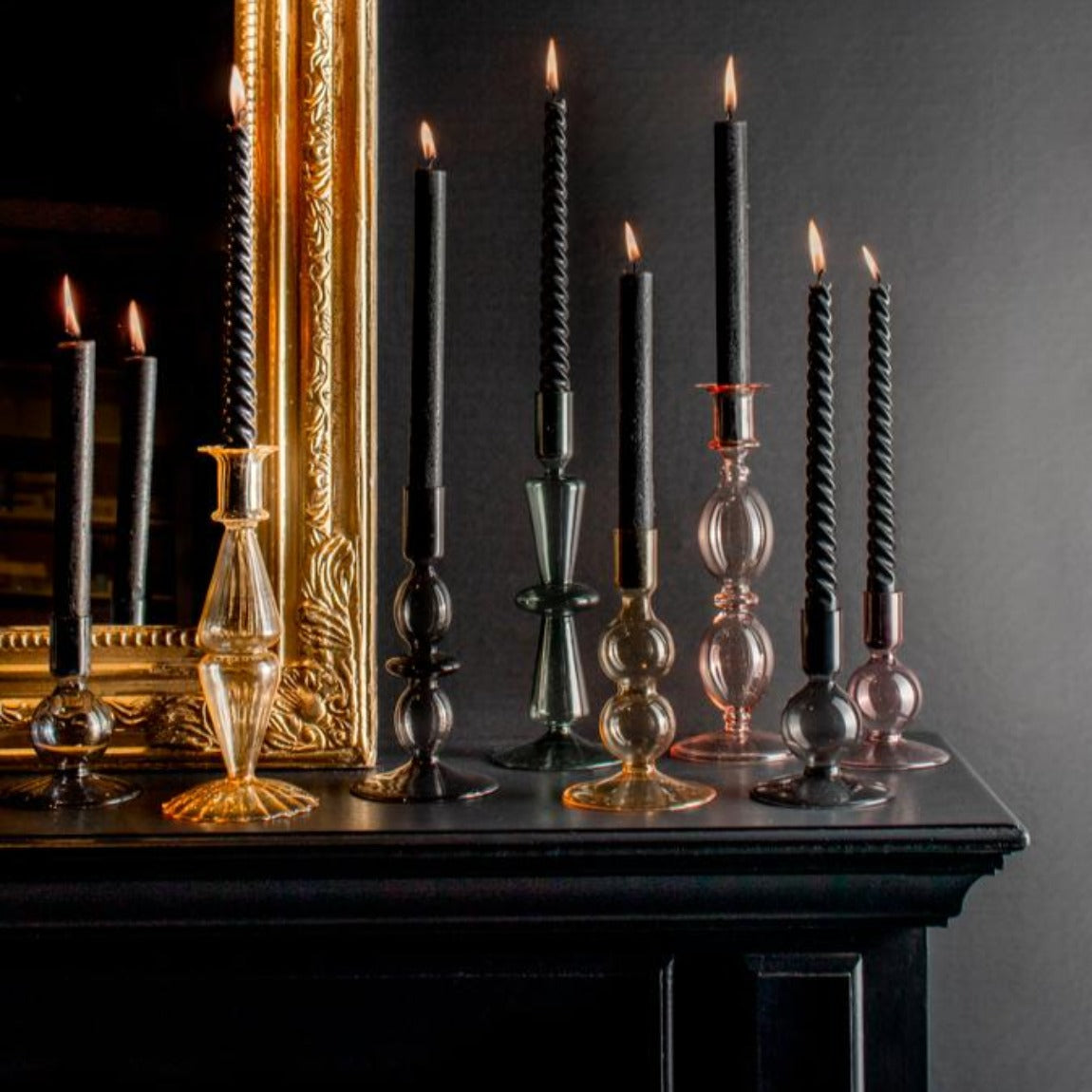 Stabkerzenhalter aus Glas - Gelb