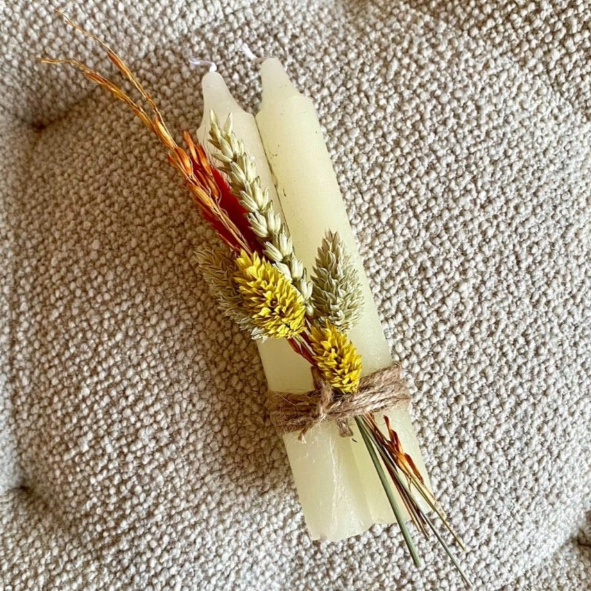 Kerzenset mit Trockenblumen