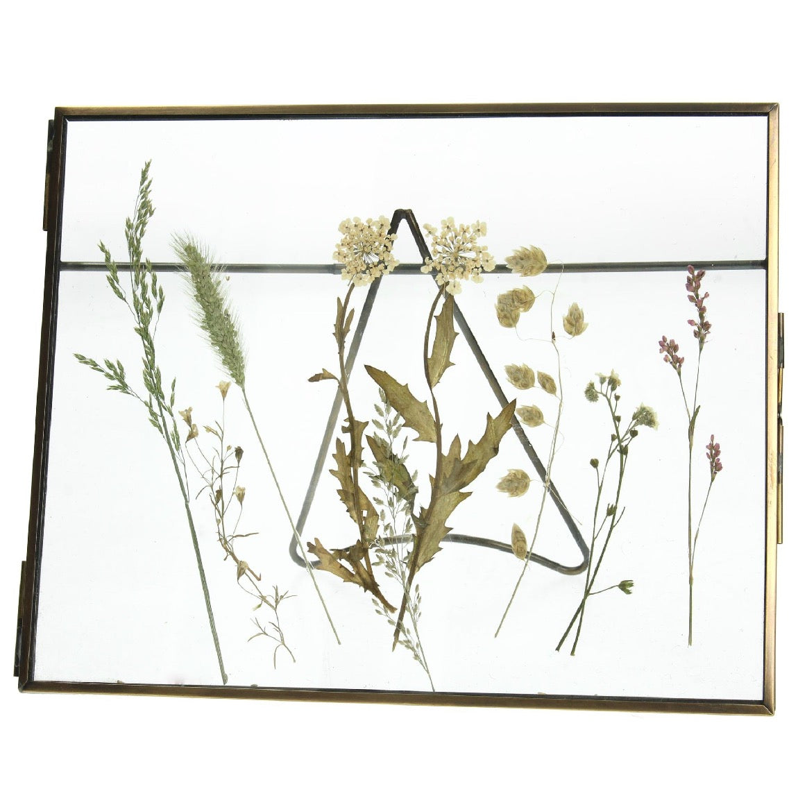 Messingrahmen mit getrockneten Blumen