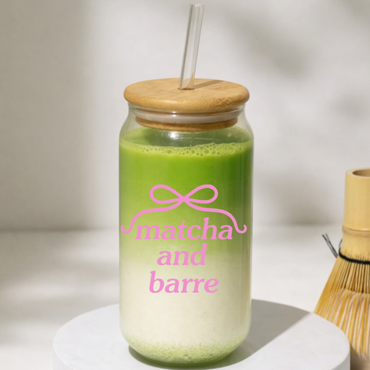 Matcha & Barre Glas – 480ml Trinkglas für Matcha, Protein & Collagen Drinks 💕
