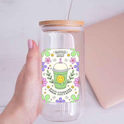Trinkglas - iced matcha flower power
