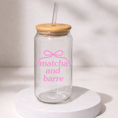 Matcha & Barre Glas – 480ml Trinkglas für Matcha, Protein & Collagen Drinks 💕