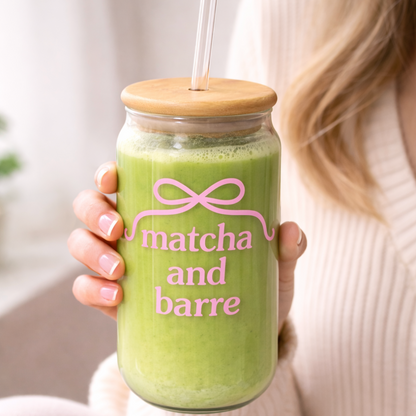 Matcha & Barre Glas – 480ml Trinkglas für Matcha, Protein & Collagen Drinks 💕