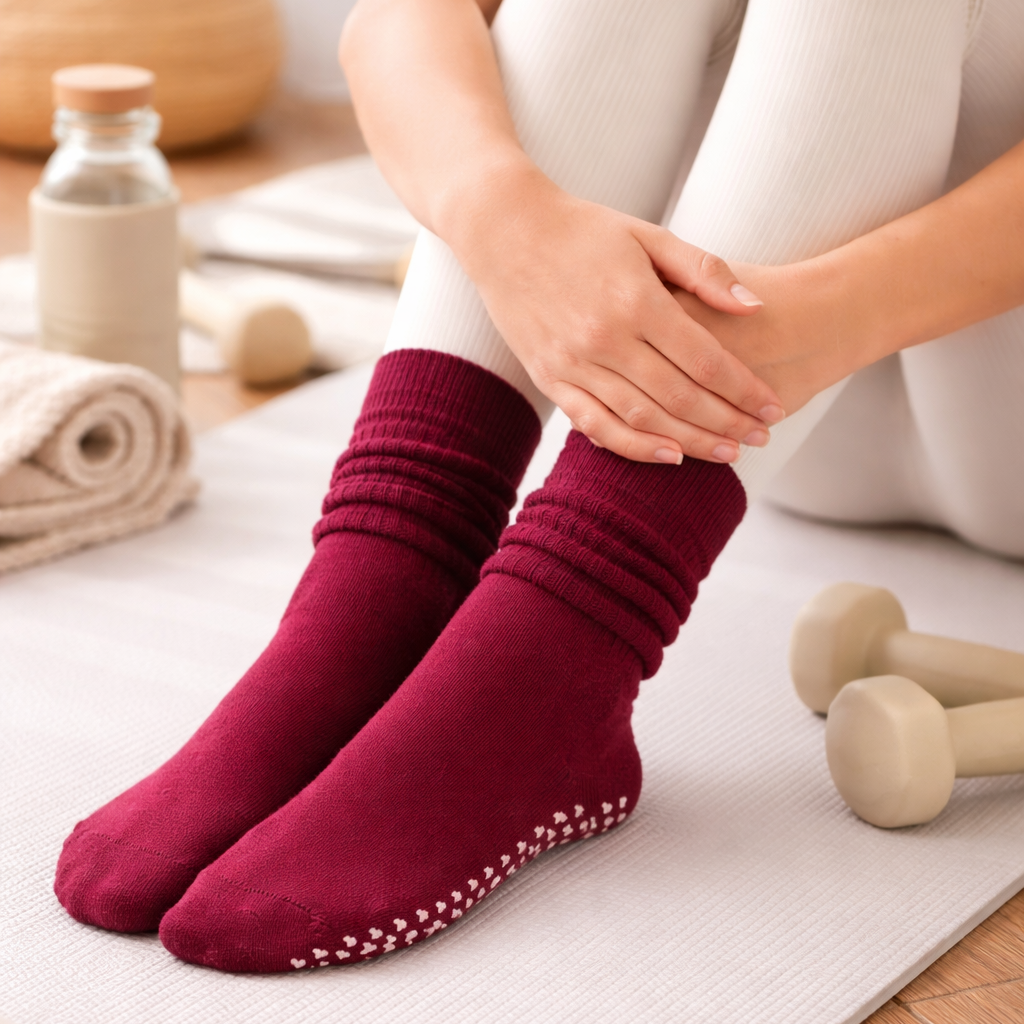 Pilates Grip Socken – Anti-Rutsch für Barre & Reformer | Weiß