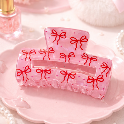 Cozy Bow Haarspange – Rosa Claw Clip mit süßen Schleifen 💕