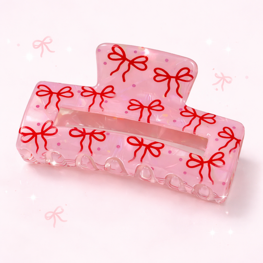 Cozy Bow Haarspange – Rosa Claw Clip mit süßen Schleifen 💕