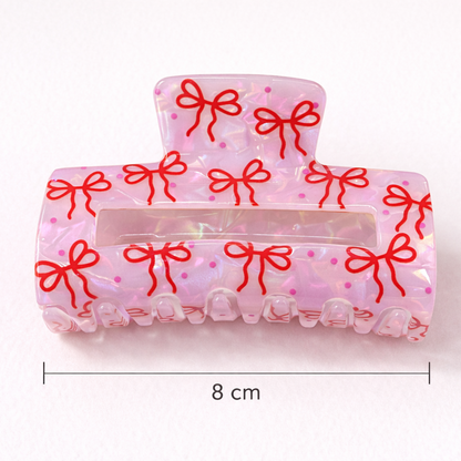 Cozy Bow Haarspange – Rosa Claw Clip mit süßen Schleifen 💕