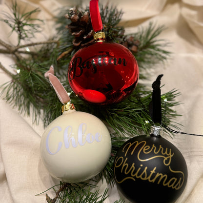 Premium Weihnachtskugel aus Glas - personalisiert glänzend