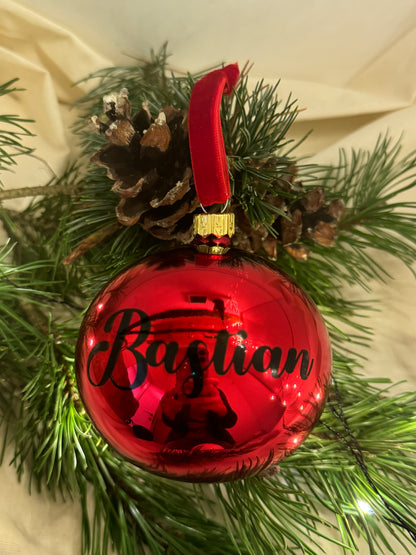 Premium Weihnachtskugel aus Glas - personalisiert glänzend