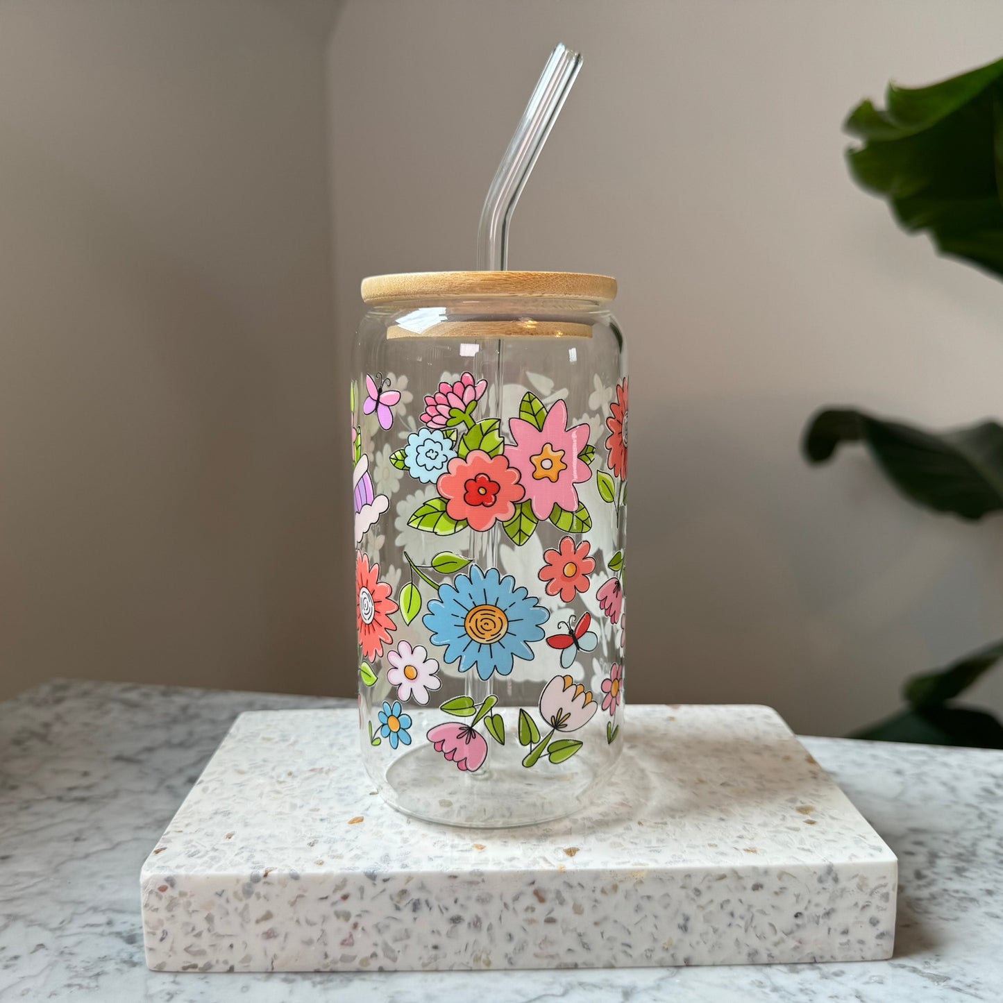 Trinkglas - Blumen