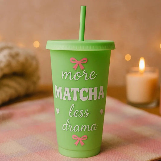 More Matcha Less Drama Becher