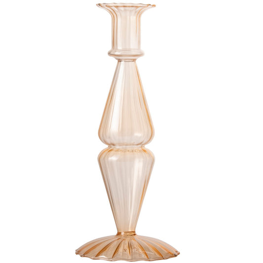 Stabkerzenhalter aus Glas - Gelb